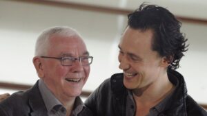 After collaborating on The Deep Blue Sea, actor Tom Hiddleston and writer Terence Davies were photographed.